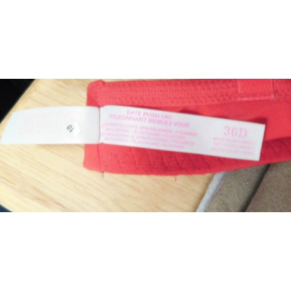 Women's Victoria's Secret PINK Date Push Up Bra Underwire Size 36D Red - Picture 6 of 6